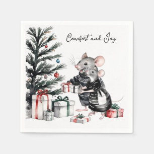 Maus Couple mit Weihnachtsbaum Holiday Napkins Serviette