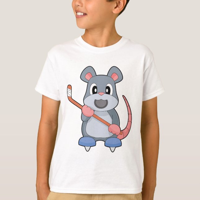 Maus Eishockey Eishockeystick T-Shirt (Vorderseite)
