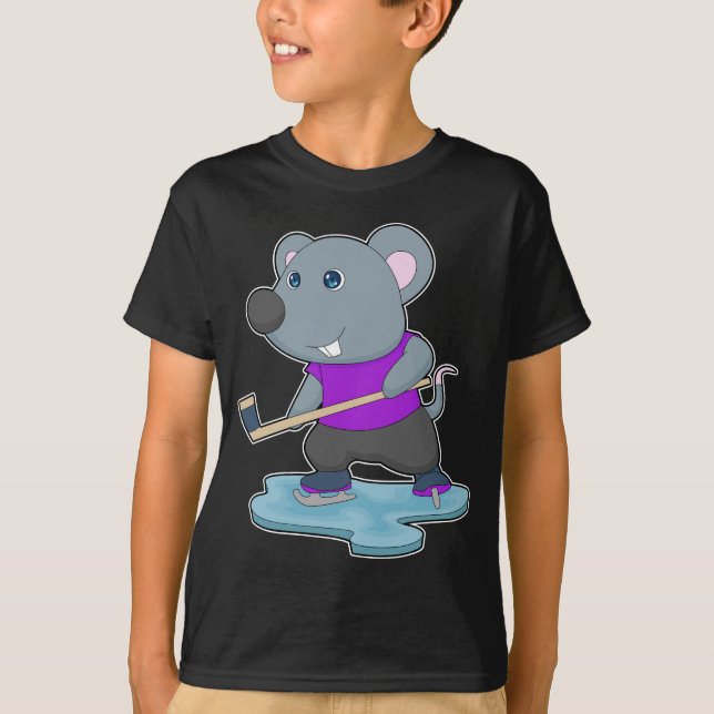 Maus Eishockey Eishockeystick T-Shirt (Vorderseite)