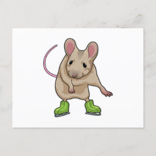 Maus Eislaufen Schlittschuhe Postkarte