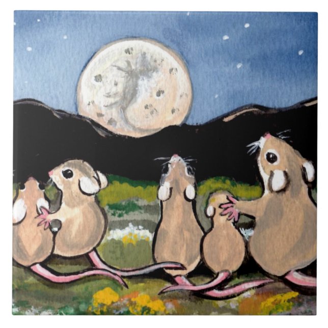 Maus-Familie Moon 6" Fliesentrippe Fliese (Vorderseite)