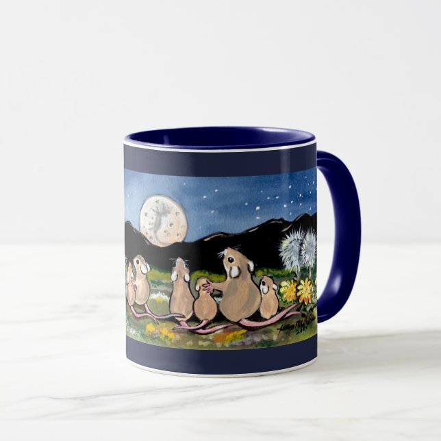 Maus Familie Moon Designer Dunkelblaue Tasse beoba (VorderseiteRechts)
