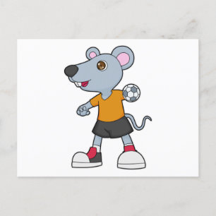 Maus Handballspieler Handball Postkarte