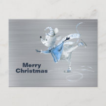 Maus Ice Skaten Silver Metal Weihnachten