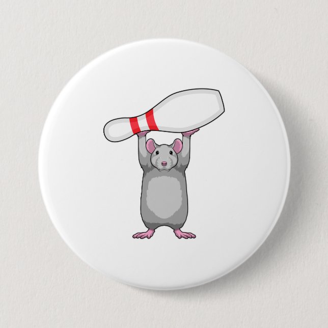 Maus im Bowling mit Bowling Button (Vorderseite)