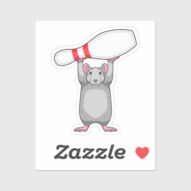Maus im Bowling mit Bowling Button Aufkleber (Blatt)