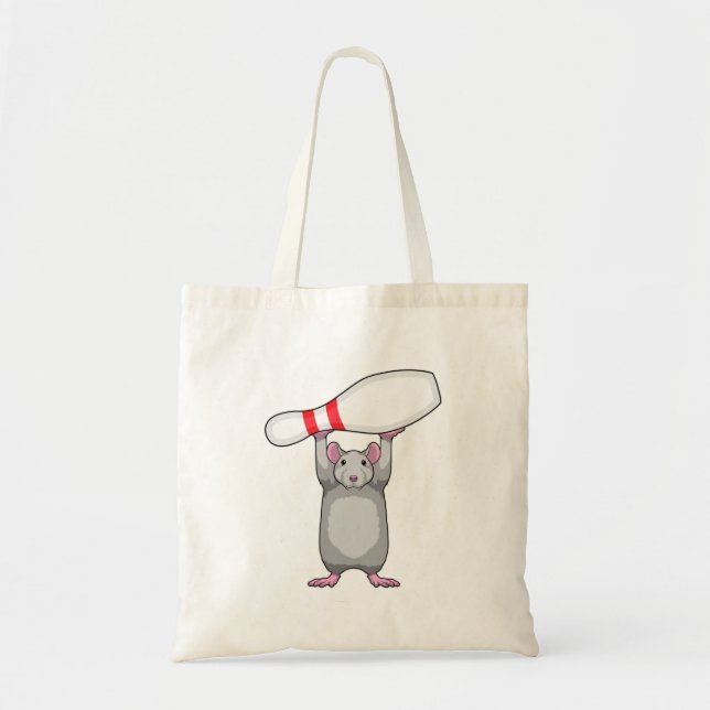 Maus im Bowling mit Bowling Button Tragetasche (Vorne)