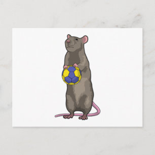 Maus im Handballsport Postkarte
