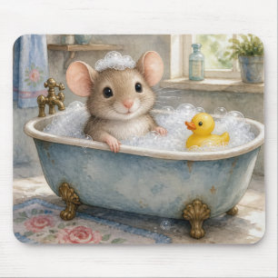 Maus im Schaumbad mit gelbem Entchen Mousepad
