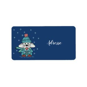 Maus im Schnee Adressaufkleber