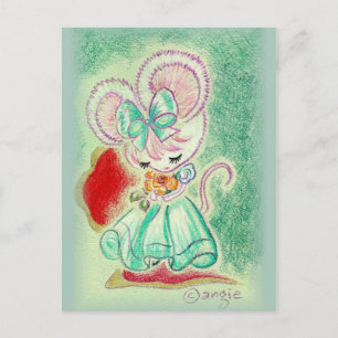 Maus in blauer Bluse Postkarte