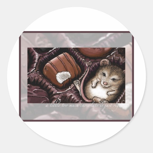 Maus in der Schokoladenbox Runder Aufkleber (Vorderseite)
