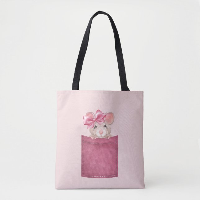 Maus in der Tasche. Rosa Version Tasche (Vorderseite)