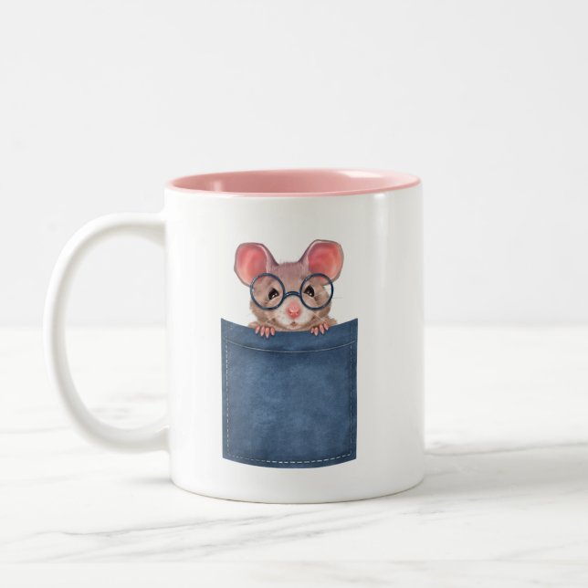 Maus in der Tasche Zweifarbige Tasse (Links)