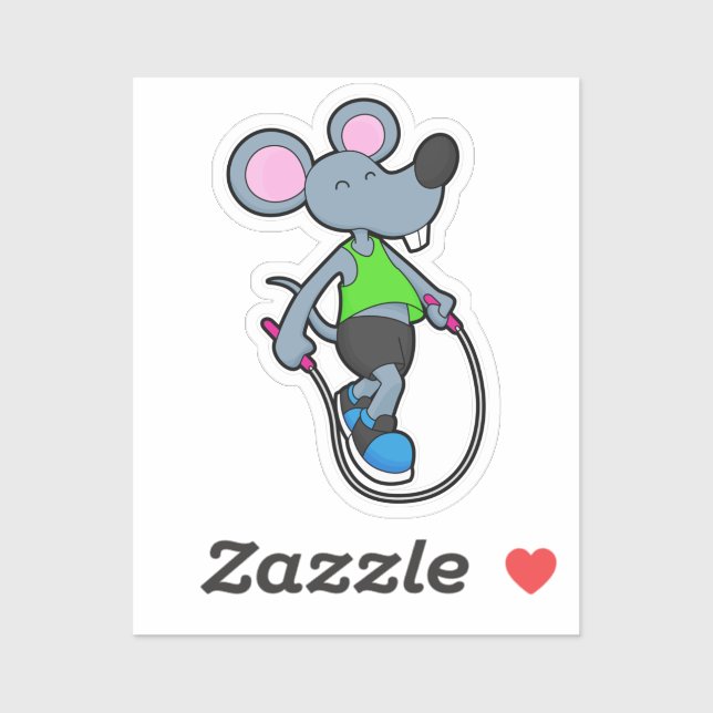 Maus in Fitness mit Seil Aufkleber (Blatt)