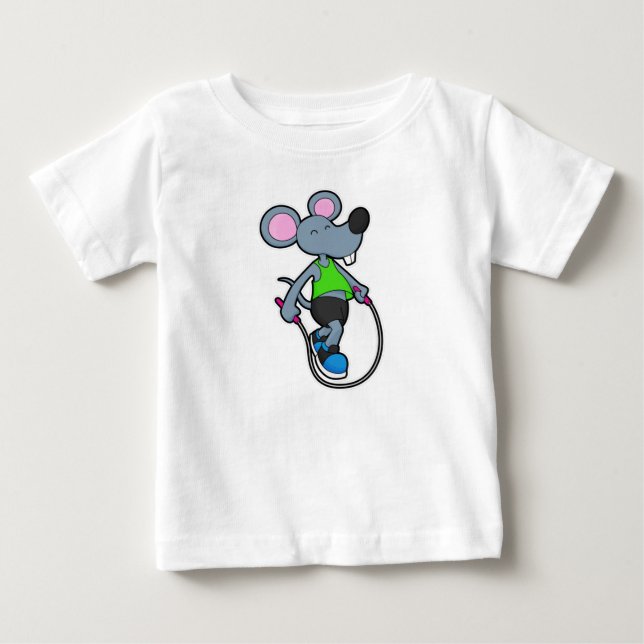 Maus in Fitness mit Seil Baby T-shirt (Vorderseite)