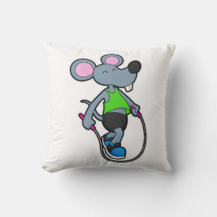 Maus in Fitness mit Seil Kissen