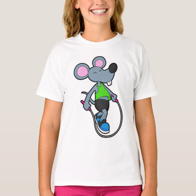 Maus in Fitness mit Seil T-Shirt (Vorderseite)