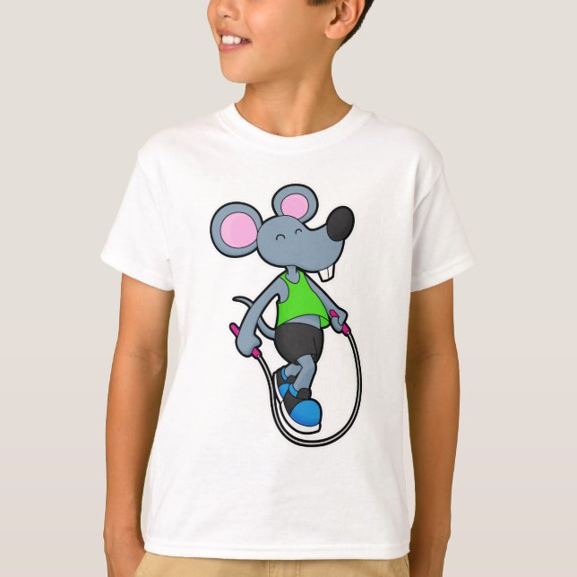 Maus in Fitness mit Seil T-Shirt (Vorderseite)