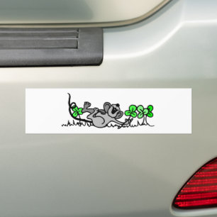 Maus in Kleeblättern Autoaufkleber