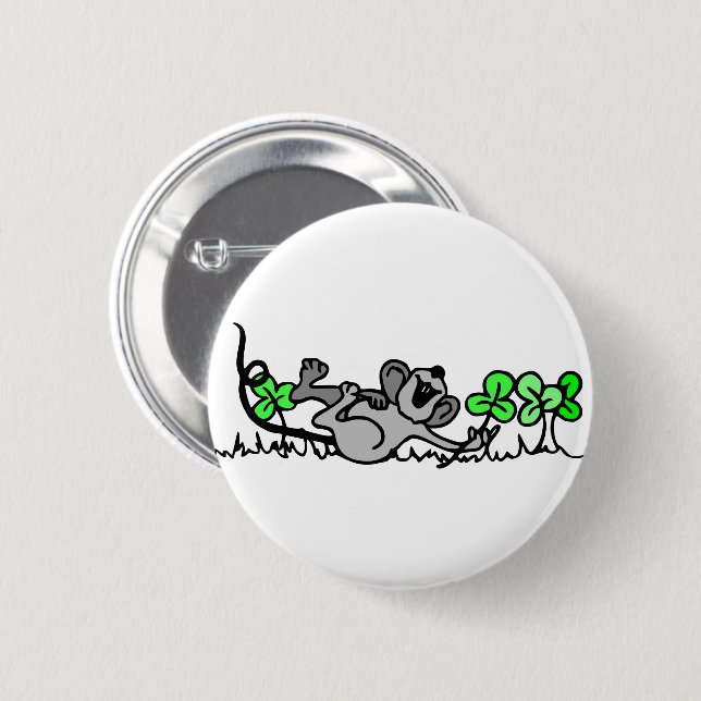Maus in Kleeblättern Button (Vorne & Hinten)