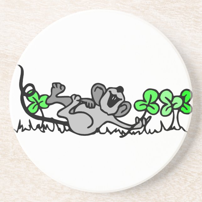 Maus in Kleeblättern Getränkeuntersetzer (Vorne)