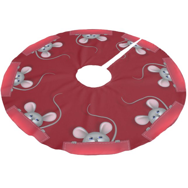 Maus in Pocket Polyester Weihnachtsbaumdecke (Schrägansicht)