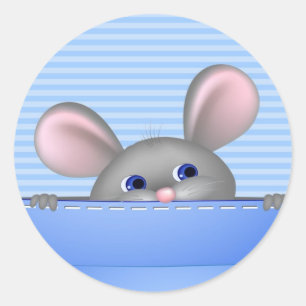 Maus in Tasche Runder Aufkleber