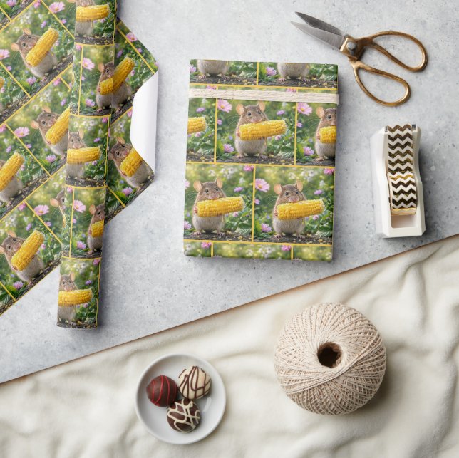 Maus isst Maiskolben Geschenkpapier (Kunsthandwerk)