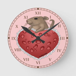 Maus-Liebe Herzuhr Runde Wanduhr