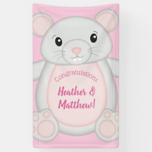 Maus Mäuse Baby Dusche Rosa Banner