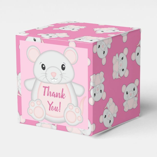 Maus Mäuse Baby Dusche Rosa Geschenkschachtel (Vorderseite)