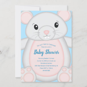 Maus Mice Baby Dusche Blue Einladung