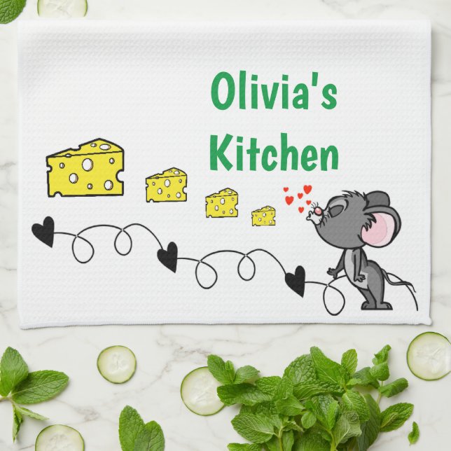 Maus Mice Käse Herz Küche Handtuch (Gefaltet)