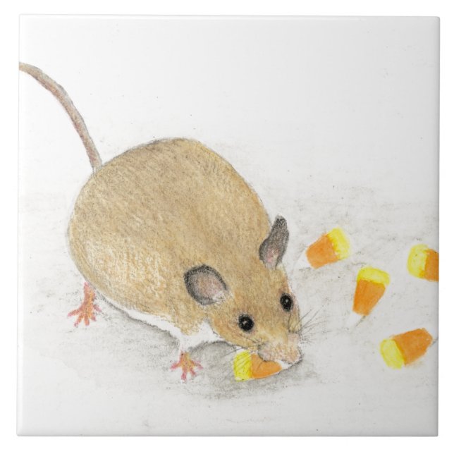 Maus mit Candy Corns Fliese (Vorderseite)