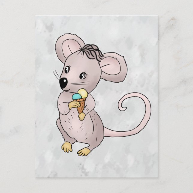 Maus mit Eis Postkarte (Vorderseite)