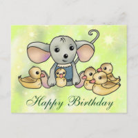 Maus mit Entchen Postkarte