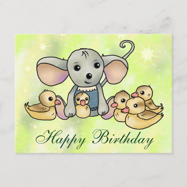 Maus mit Entchen Postkarte (Vorderseite)