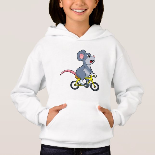 Maus mit Fahrrad Hoodie (Vorderseite)