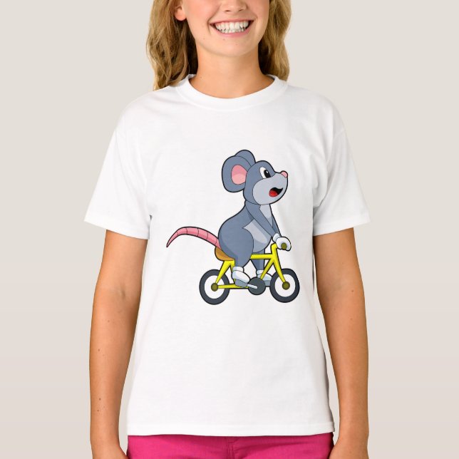 Maus mit Fahrrad T-Shirt (Vorderseite)