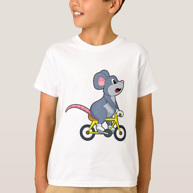 Maus mit Fahrrad T-Shirt (Vorderseite)