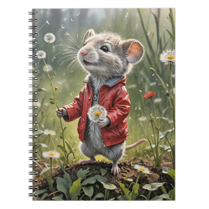 Maus mit flauschigen Löwenzahn Notizblock