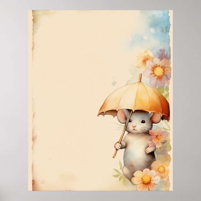 Maus mit gelbem Untergrund Poster (Vorne)