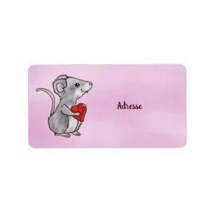 Maus mit Herz Adressaufkleber
