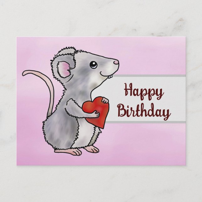 Maus mit Herz  Postkarte (Vorderseite)