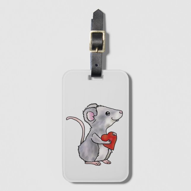 Maus mit Herz  Wiederverwendbare Einkaufstasche Gepäckanhänger (Vorderseite Vertikal)