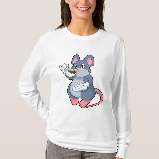 Maus mit Kaffee-Cup T-Shirt (Vorderseite)