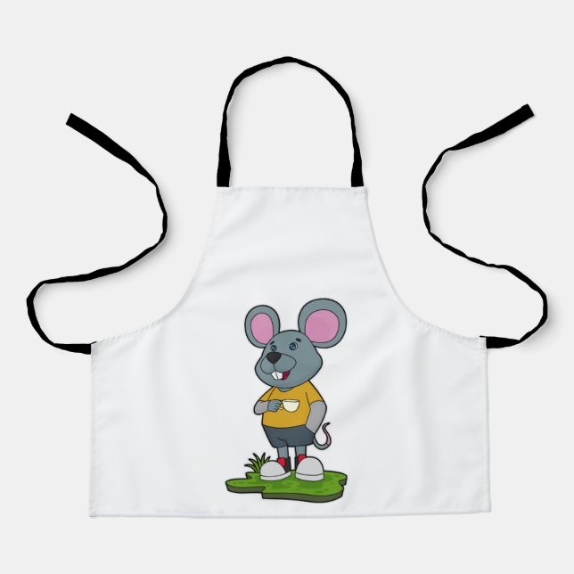 Maus mit Kaffeetasse Schürze (Vorderseite)