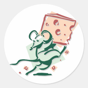 Maus mit Käseaufklebern Runder Aufkleber