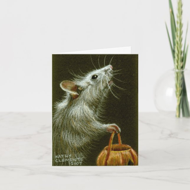 Maus mit Kürbis-Korb HalloweenCard Karte (Vorderseite)